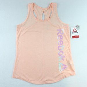 Reebok Tank Top Youth Girls Size M, L Racerback Training Slim Fit Stretch Peach